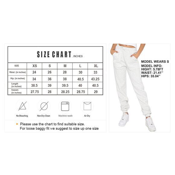 New Size XLarge Fleece Lined, High Waisted, Cotton Jogger Sweatpants - Picture 5 of 5